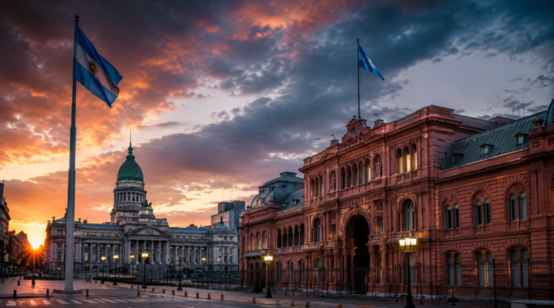 Salida de Adorni del Gabinete de Milei: Casa Rosada y bandera argentina