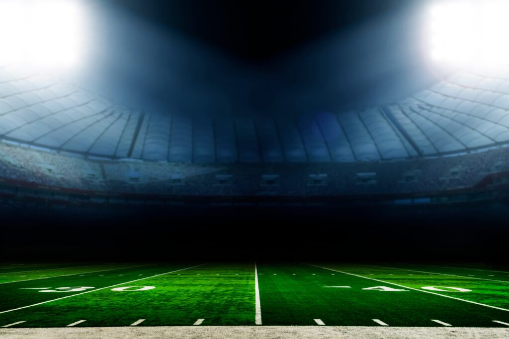 Argentina-España: estadio de fútbol iluminado de noche