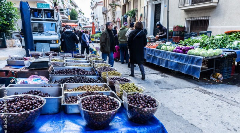 informalidad laboral: puestos de una feria callejera