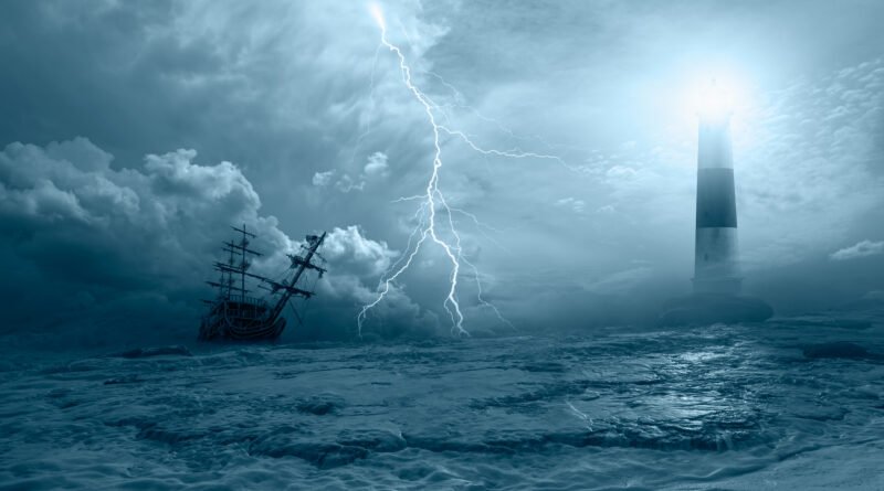 Barco antiguo en un mar embravecido que ilustra La Odisea de Nolan