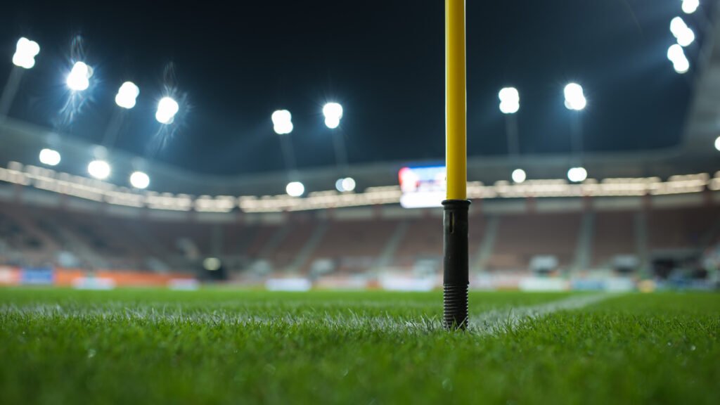 Boca y Newell's: banderín de córner en el campo de juego de un estadio