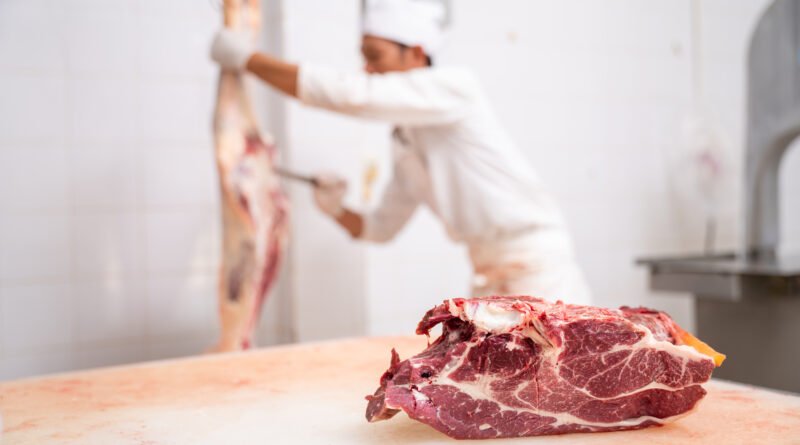 carne argentina: cortes de carne vacuna en una cámara frigorífica