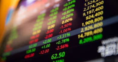 cierre de mercados: tablero electrónico bursátil con cotizaciones