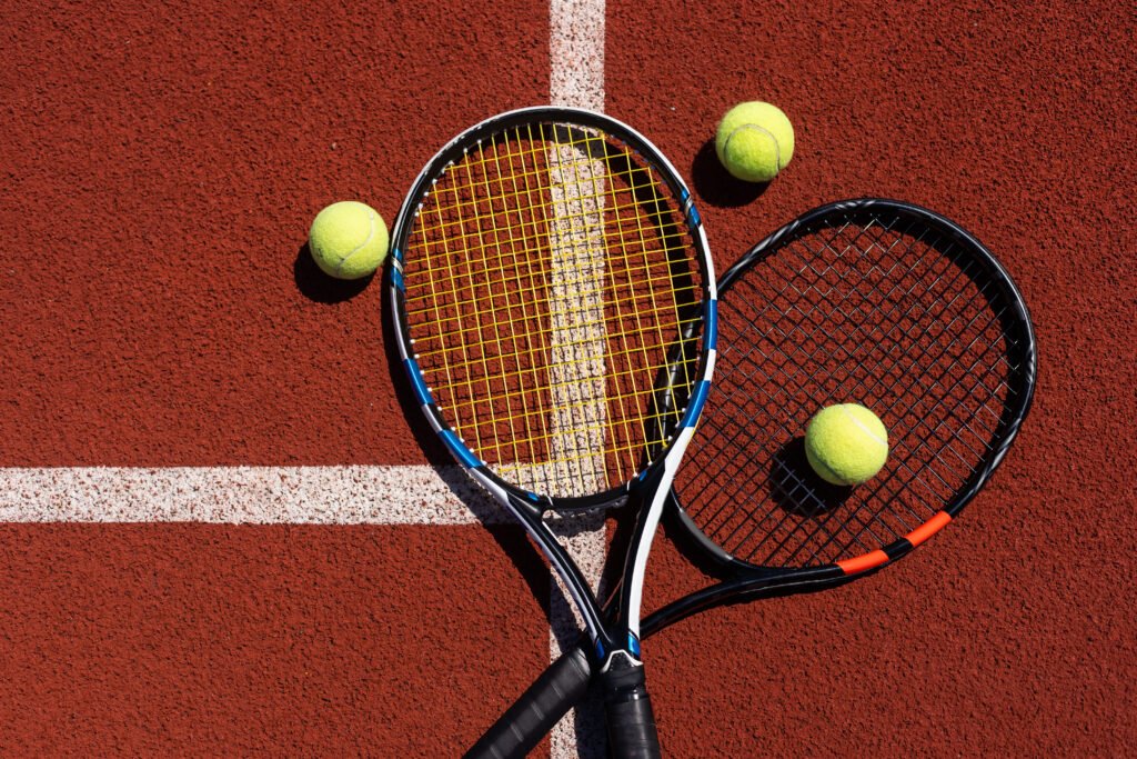 Facundo Díaz Acosta: raquetas y pelotas de tenis sobre una cancha de polvo de ladrillo