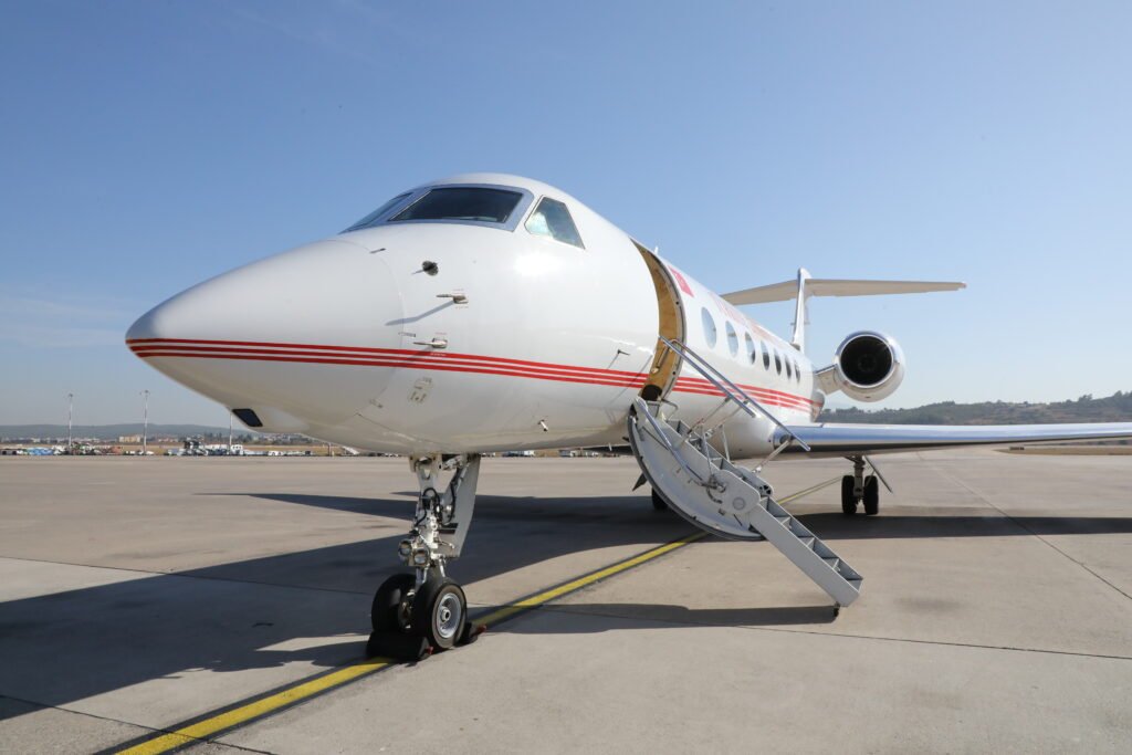 gira de Milei: avión presidencial en la pista de un aeropuerto