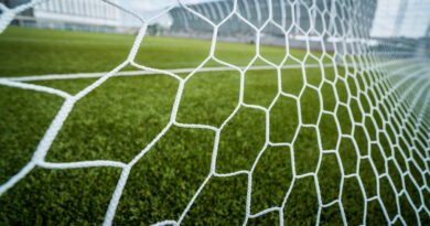 goleada a Independiente: pelota en la red de un arco de fútbol