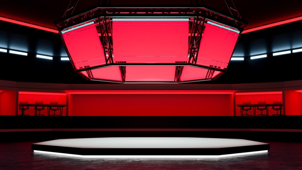 Gran Hermano: set de televisión con cámaras y luces de estudio