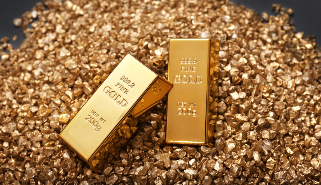 Reservas del Banco Central: lingotes de oro apilados
