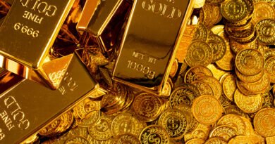 reservas del Banco Central: lingotes de oro sobre una pila de monedas doradas
