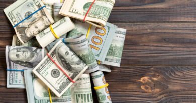 reservas del BCRA: fajos de billetes de dólar estadounidense apilados