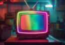 serie de Moria: televisor antiguo delineado con luces de neón