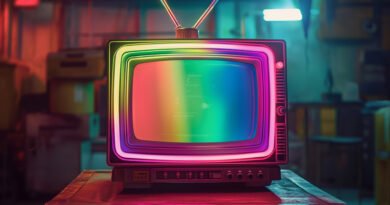 serie de Moria: televisor antiguo delineado con luces de neón