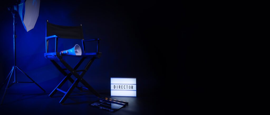 Yo Narciso: claqueta y silla de director en un set de cine