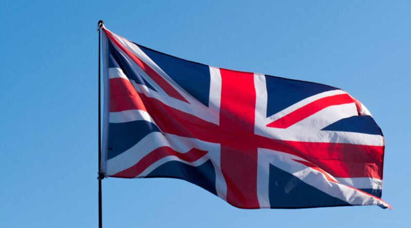 Malvinas y Reino Unido: bandera del Reino Unido contra el cielo