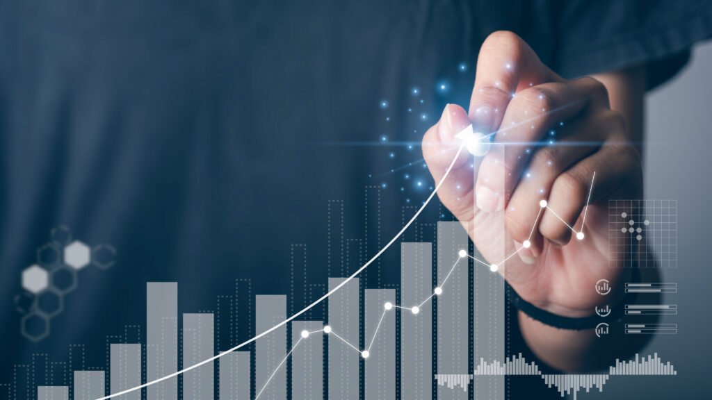 Presupuesto 2027: gráfico financiero ascendente de crecimiento económico