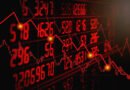 Acciones argentinas: tablero electrónico de cotizaciones en rojo