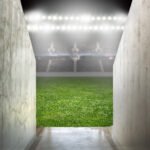 calendario de Boca: reflectores iluminando un estadio de fútbol