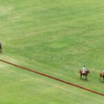 Chechu Bonelli: jugadores de polo a caballo en una cancha