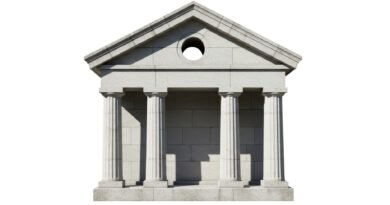 Desembolso del FMI: fachada de un edificio institucional con columnas