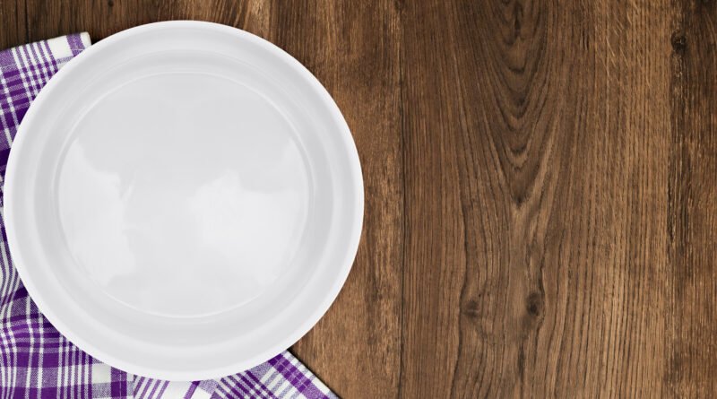 plato vacío sobre una mesa de madera, inseguridad alimentaria