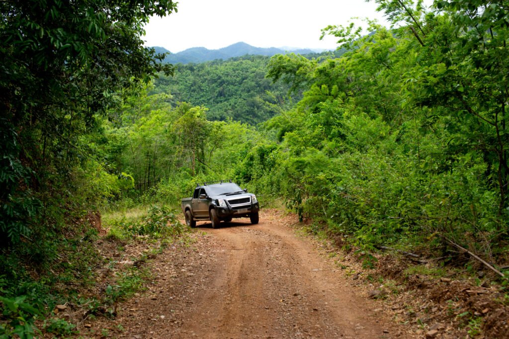 Ventas de pickups: camioneta 4x4 moderna en una ruta