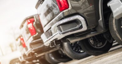 precios de las pickups: hilera de camionetas 0km en una concesionaria