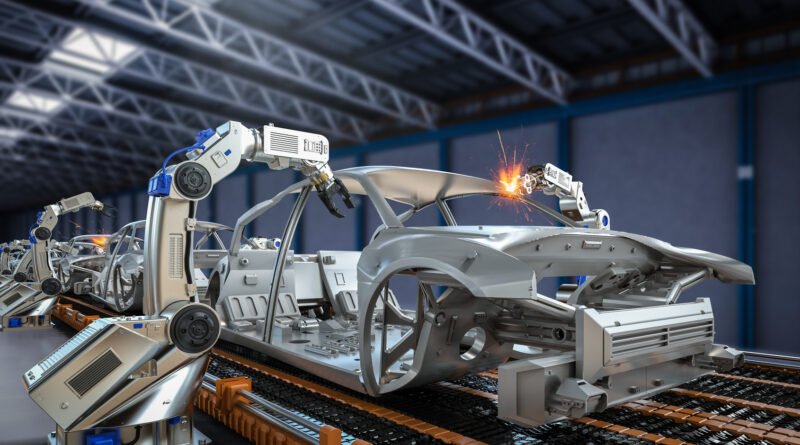 línea de montaje automotriz con robots, Stellantis en Argentina